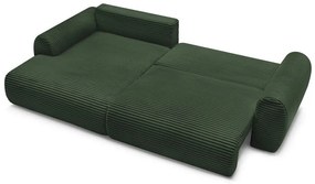 Colțar verde închis extensibil cu tapițerie din catifea reiată (cu colț pe partea stângă ) Lucien – Bobochic Paris