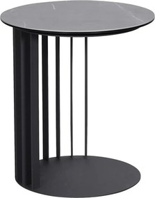 Masuta cafea LIPARI, negru cu efect de marmura/negru, ceramica/metal,