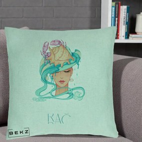 Perna Personalizata Zodie Rac, 40x40 cm, Verde Menta, Husa Detasabila, Perna Inclusa, BEKZ®