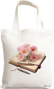 Sacosa de Panza pentru Cumparaturi, Geanta Tote, model Books 41 38 x 34.5 cm, Alba, BEKZ®
