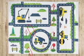 BAMBINO 2223 covor lavabil Străzi, mașini pentru copii anti-alunecare cremă - SECUNDAR-COTATI PRODUSUL