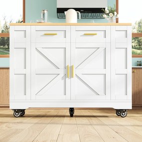 Insulă de bucătărie modernă cu blat reglabil,Alb | Aosom Romania