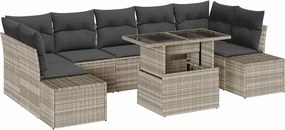 vidaXL Set de canapea cu pernă Manual 8 pcs Gri deschis poliratan