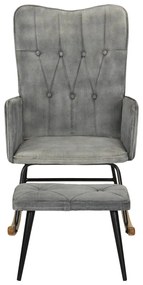 339701 vidaXL Scaun balansoar cu taburet, gri vintage, pânză