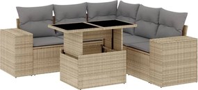 vidaXL Set canapele de grădină cu perne, 6 piese, bej, poliratan