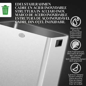 HOMCOM Coș de Gunoi cu 2 Compartimente de 20L cu Pedală, Coș de Gunoi cu 2 Capace Silențioase, 45,8x36x51,6 cm, Argintiu | Aosom Romania