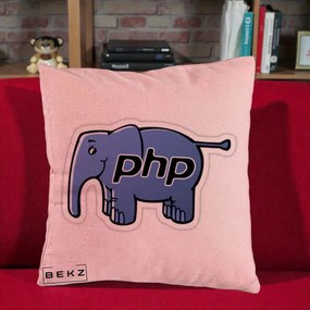 Perna Personalizata PHP Elephant, 40x40 cm, Roz, Husa Detasabila, Perna Inclusa, BEKZ®