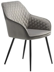 Scaun de sufragerie gri deschis cu cotiere tapițat Milton – Unique Furniture