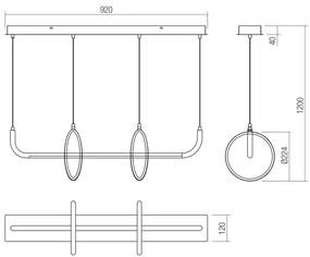 Redo 01-2705 - Lustru pe cablu OLIMP LED/40W/230V 3000/4000/6500K, negru