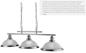 Lustra suspendata design clasic Bistro 3L argintiu satin 2683-3SS SRT