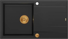 Chiuveta compozit incastrata Quadron Unique Evan 111 negru carbon - cupru 86x50 cm