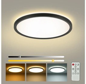 Brilagi - Corp de iluminat LED dimabil ULTRA SLIM 24W/230V, diametru 42 cm, negru + telecomandă