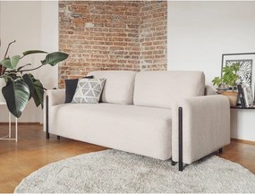 Canapea bej extensibilă/cu spațiu de depozitare cu tapițerie din catifea reiată 244 cm Arcadova – ELTAP