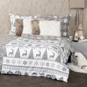 Lenjerie pat bumbac flanel 4Home Christmas Time, gri, 140 x 220 cm, 70 x 90 cm