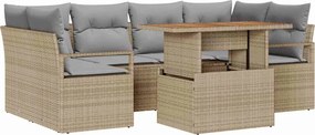 vidaXL Set de canapele pentru grădină 7 pcs Bej Rattan poli