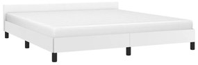 Cadru de pat cu tablie, alb, 160x200 cm, piele ecologica Alb, 160 x 200 cm