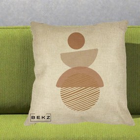 Perna Decorativa Geometric Boho Forme Terracotta, 40x40 cm, Crem, Husa Detasabila, Perna Inclusa, BEKZ®