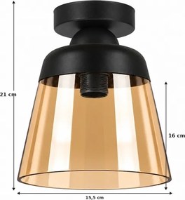 BRILAGI-LED Plafonieră R GLASS 1xE27/60W/230V Ø 15,5 cm negru/bej fumuriu