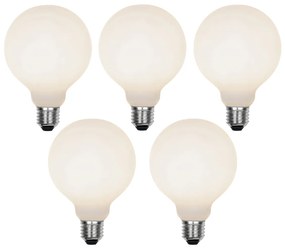 Set de 5 becuri LED reglabile cu 3 trepte E27 G95 mat 5W 550lm 3000K