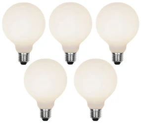 Set de 5 becuri LED reglabile cu 3 trepte E27 G95 mat 5W 550lm 3000K
