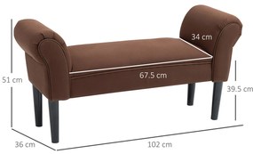 HOMCOM Banc Banquette Design Contemporan cu Braţe Curbate Confort Ridicat 102L x 36l x 51H cm Maro | Aosom Romania