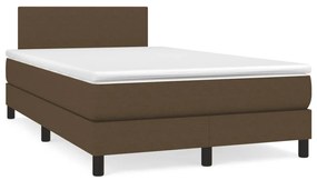 vidaXL Pat box spring cu saltea, maro închis, 120x190 cm, textil
