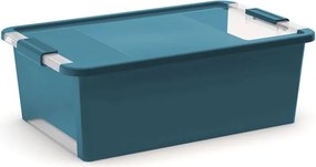 Cutie de depozitare albastru petrol din plastic cu capac 55x35x19 cm Bi-Box – KIS