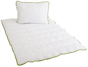 Plapuma matlasata pentru tot anul 140x200 cm cu perna BELLA ALOE VERA 70x90 cm, alba