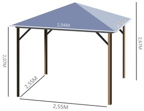 Outsunny Foisor cu acoperis din policarbonat 3 x 3 m, cu cadru din aluminiu , Culoarea cafelei | Aosom Ro