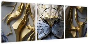 Tablou - Cap de Leu (cu ceas) (90x30 cm)