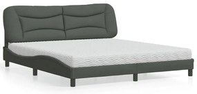 vidaXL Pat cu saltea, gri închis, 180x200 cm, textil