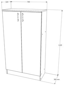 Biblioteca haaus Flint, 2 Usi, Alba, 70 x 32 x 122 cm