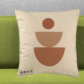 Perna Decorativa Geometric Boho Semicerc Stivuit, 40x40 cm, Bej, Husa Detasabila, Perna Inclusa, BEKZ®