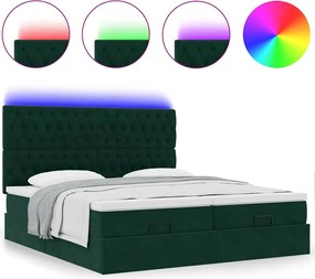 vidaXL Cadru de pat otoman cu saltele, catifea verde închis 180x200cm