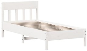 842659 vidaXL Cadru de pat cu tăblie, alb, 90x200 cm, lemn masiv de pin