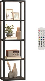 HOMCOM Lampă de podea RGB cu rafturi din sticlă, lampă LED cu 4 niveluri cu telecomandă, sincronizare muzicală, negru | Aosom Romania