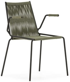 Scaune de dining verzi cu cotiere/stivuibile 2 buc. din metal Emily – Marckeric