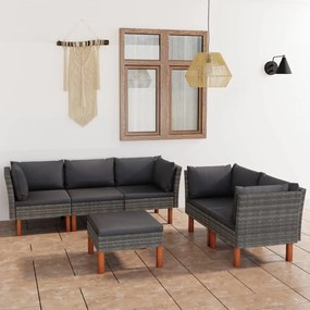 3059716 vidaXL Set mobilier de grădină cu perne, 6 piese, gri, poliratan