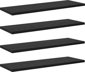 vidaXL Raft pentru cărți 4 pcs Negru 60 x 20 x 1,5 cm Lemn compozit
