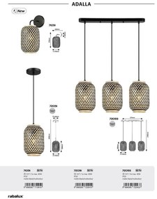 Lustra suspendata design industrial Adalla rattan