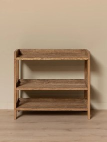 Consolă din lemn reciclat, cu 3 rafturi, natur, finisaj vintage, 95×40×86 cm, „Rustor"
