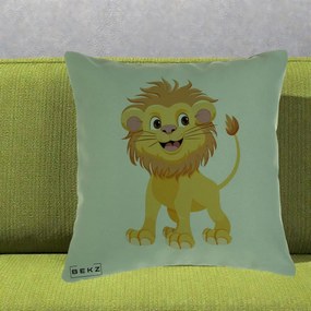 Perna Decorativa Pui de Leu Kawaii, 40x40 cm, Verde, Husa Detasabila, Perna Inclusa, BEKZ®