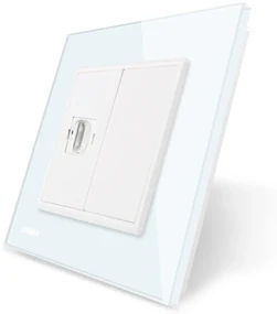 Priza simpla HDMI Livolo cu rama din sticla
