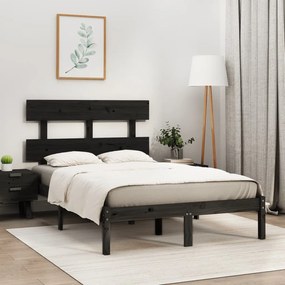 3104647 vidaXL Cadru de pat mic dublu, negru, 120x190 cm, lemn masiv
