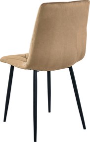 Scaun de dining din catifea maro LIBRA cu picioare negre