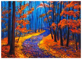 Tablou pe sticlă - Pădurea toamna (70x50 cm)