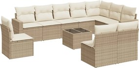 vidaXL Set canapele de grădină cu perne, 11 piese, bej, poliratan