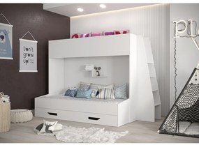 Pat pentru copii combinat 90 cm Puro 17 (alb mat + alb lucios + mânere negre). 1087120