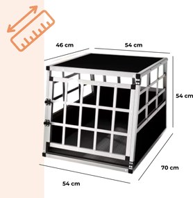 Cușcă de transport pentru câini BRUNO, 70x54x51cm, argintiu/negru Cadoca