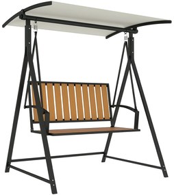 Outsunny Balansoar Hollywood cu acoperiș de soare reglabil, balansoar de grădină pentru două persoane 142 x 112 x 162cm, Negru | Aosom Romania